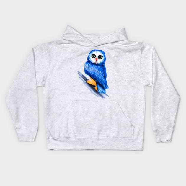 Blue Philippine Owl Kids Hoodie by Svetlana Pelin